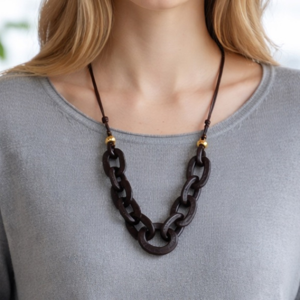 J. Jill Dark Wood Chunky Chain Necklace  (BR333/1)